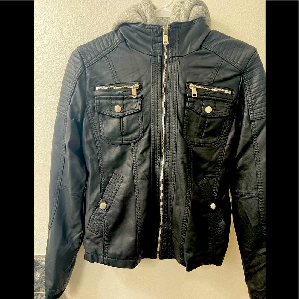YMI Jacket with lining and hood pleather material